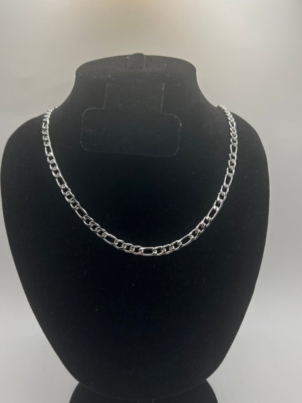 Figaro Chain Silver 5mm 18 Inch Real Silver Stainless Steel Plated Womens New